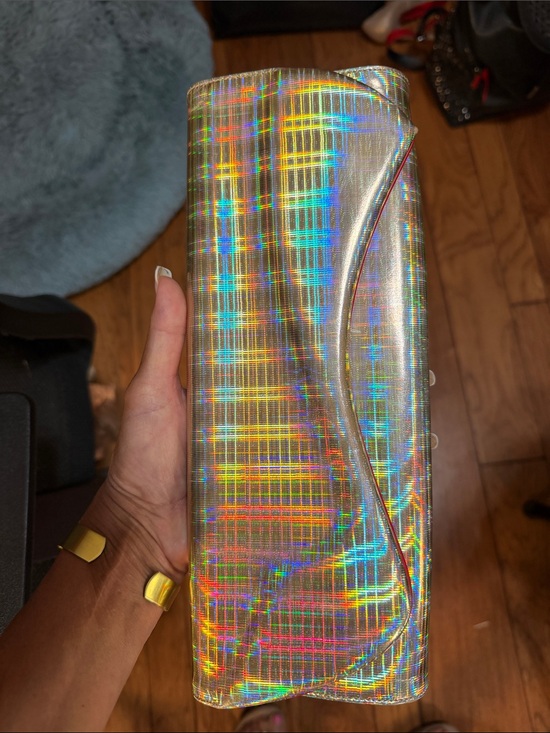 Christian Louboutin Handbags - Christian Louboutin Holographic Silver and Red Clutch. EUC!!